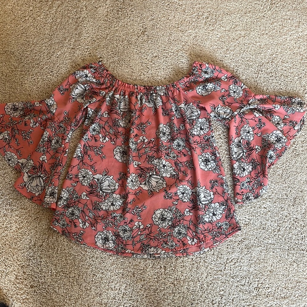 Bobeau Off the Shoulder Bell Sleeve Blouse